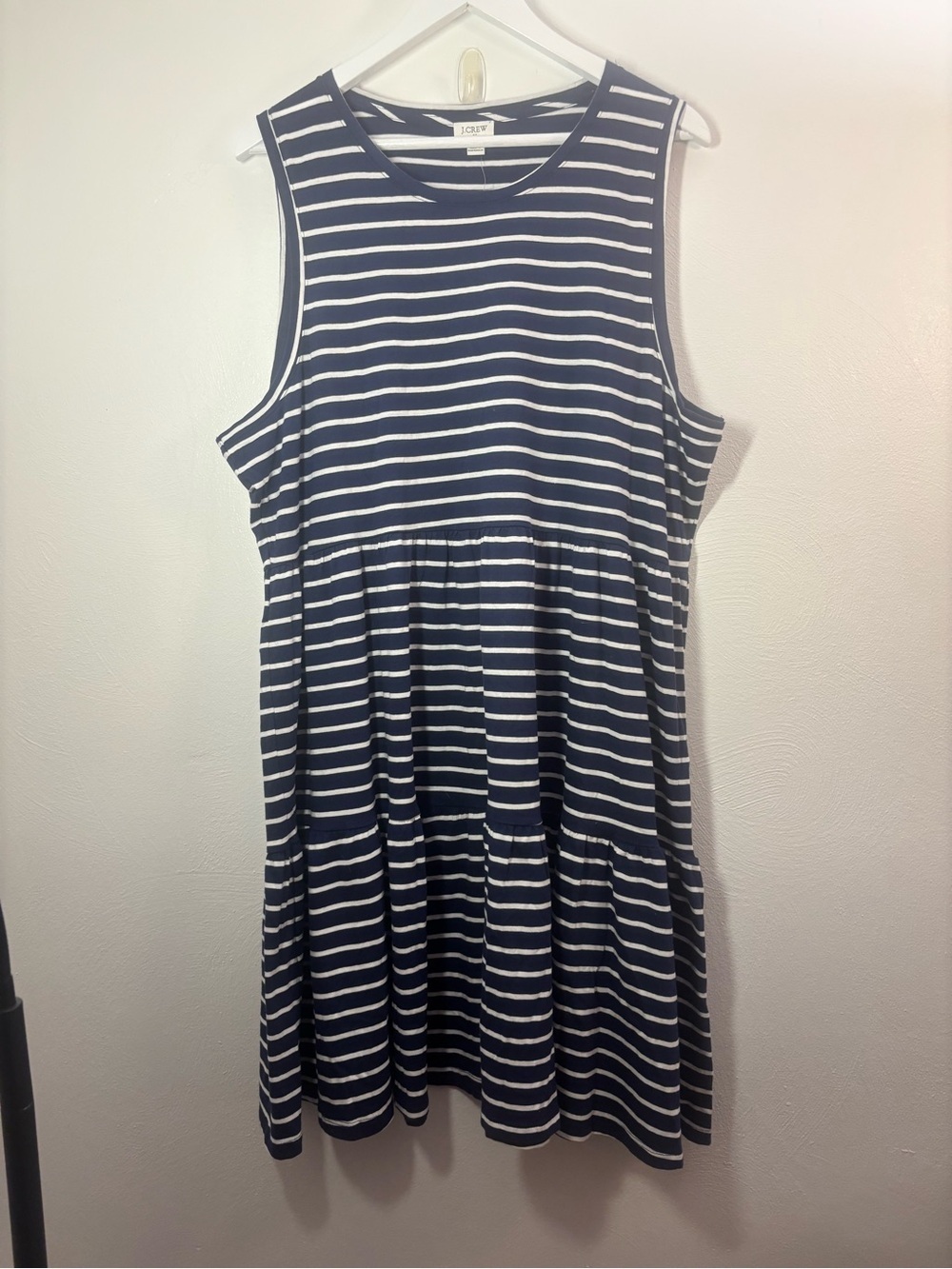 J. Crew Navy & White Striped Sleeveless Midi Dress Size XXL